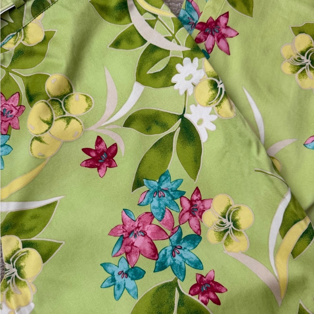 Kate Hill Green Floral Crop Pants, Size 10 - Picture 4 of 11